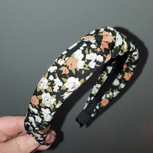 New handmade boutique floral top knot flexible wide headband